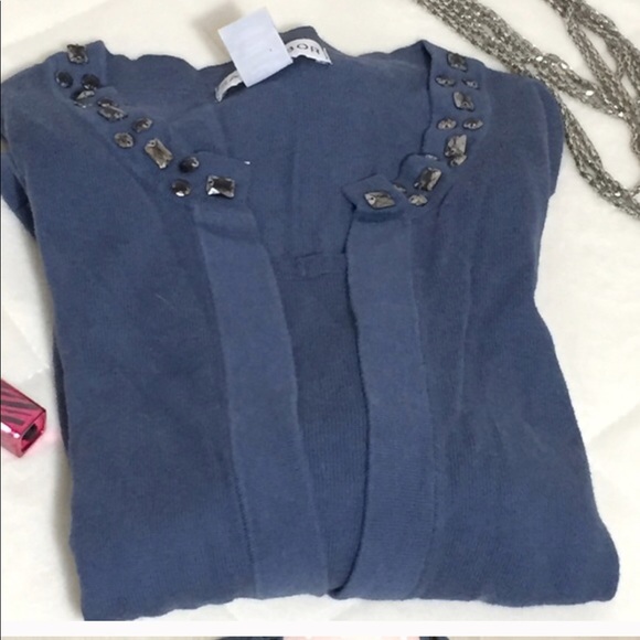 Sag Harbor Mock Cami & Cardigan Smoke Blue Lg S57 - Picture 2 of 5